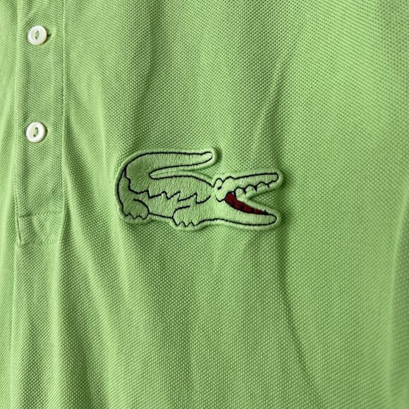 Lacoste Mens FR 5 US Large Lime Green Big Crocodile Short Sleeve Polo Shirt - Picture 3 of 8